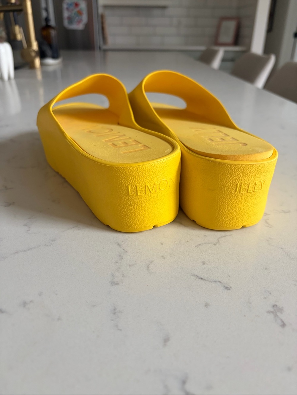 Lemon Jelly Women's Yellow Platform Slide Mules - Picture 2 of 4